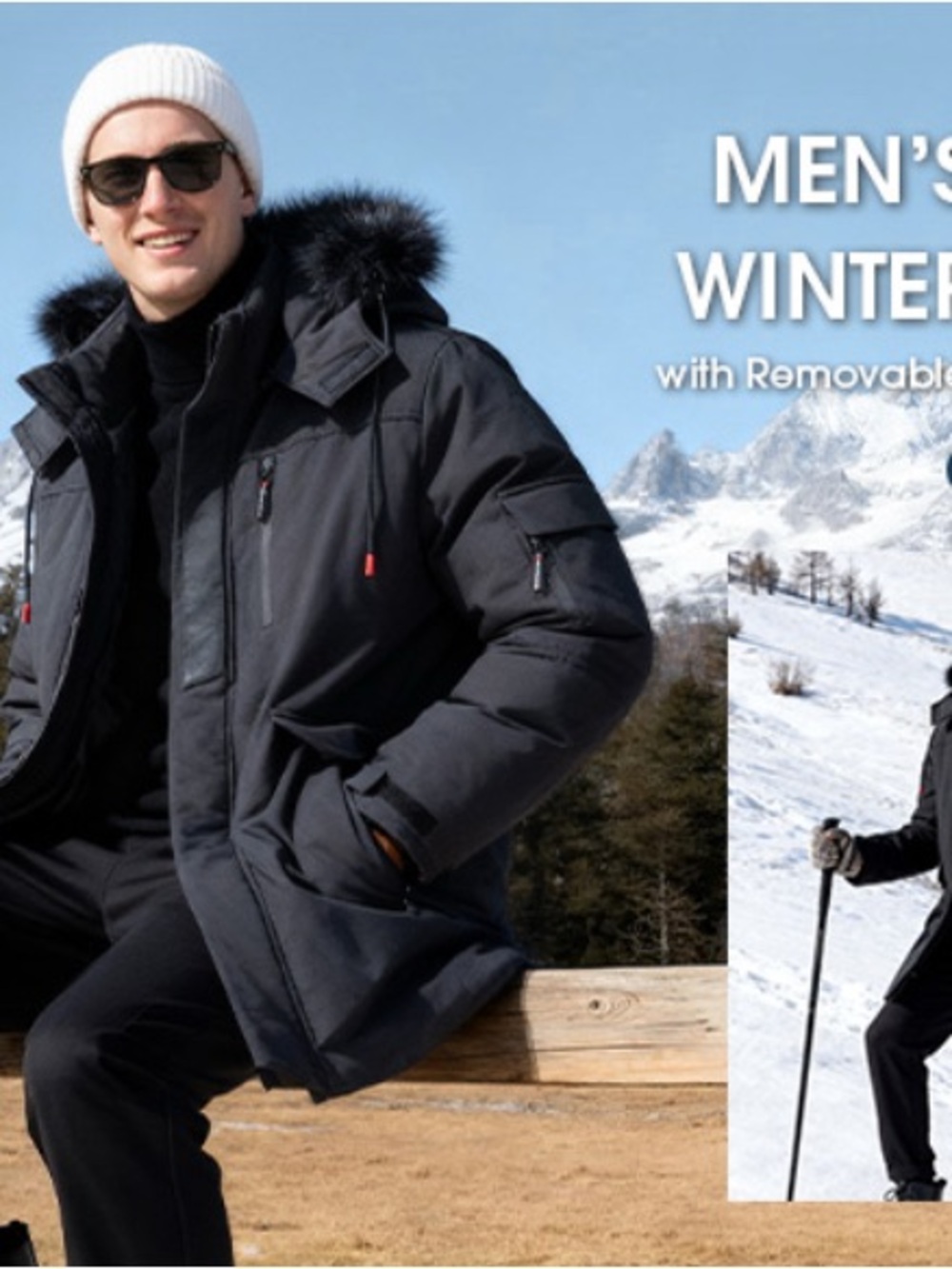 NEW! Men's Warm Winter Parka Jacket - Black